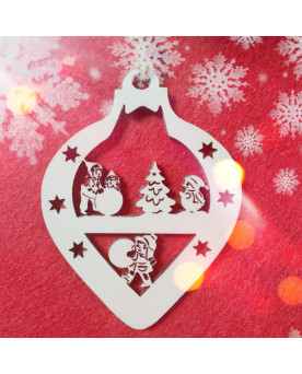 Anhänger Weihnachten - Tropenform - Motiv Schneelandschaft