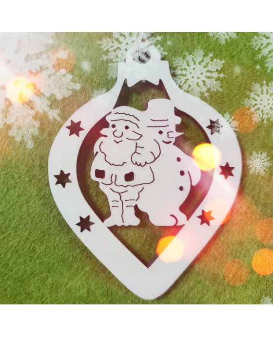 Anhänger Weihnachten - Tropenform - Motiv Schneemann / Weihnachtsmann