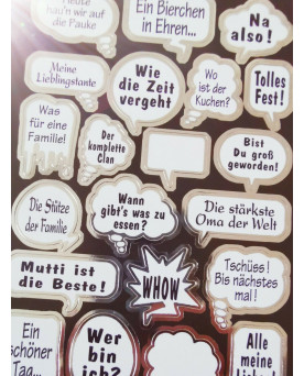 Sprechblasen Sticker Urlaub Feier Familienfeier Party