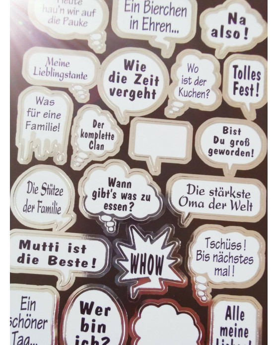 Sprechblasen Sticker Urlaub Feier Familienfeier Party