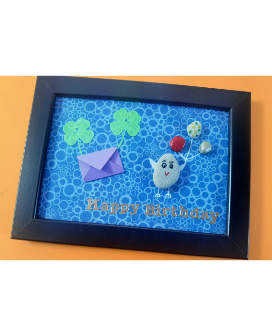 Steinbild - Happy Birthday Geldgeschenk