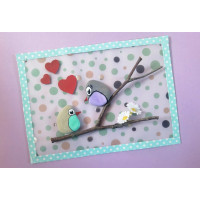 Steinbild auf Plexiglas "Spatzen-Liebe"